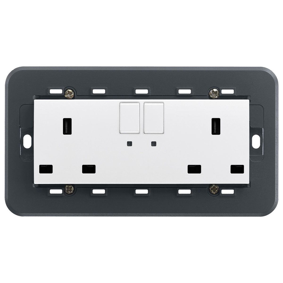 Vimar Eikon Two-Switch British Standard Socket Outlet, 2 x 13A, 250V, 5-Module, IP20