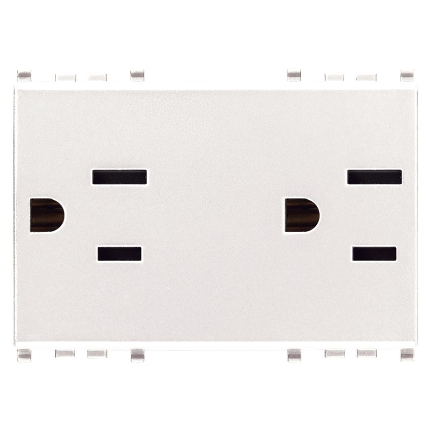 Vimar Eikon Double USA+SASO SICURY Socket Outlet, 2P+E, 15A, 127V, 3 Modules, Flush Mount, IP20