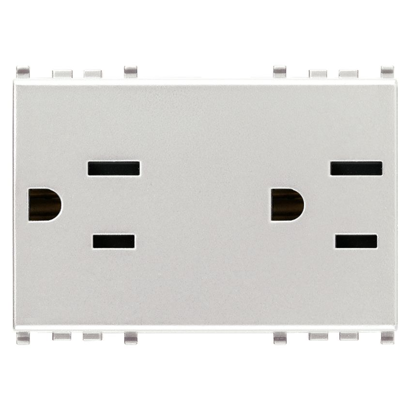Vimar Eikon Double USA+SASO SICURY Socket Outlet, 2P+E, 15A, 127V, 3 Modules, Flush Mount, IP20