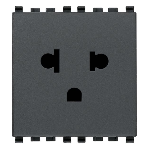 Vimar Eikon USA+EU SICURY Socket Outlet, 2P+E, 16A 250V, 2-Module, Flush Mount, IP20