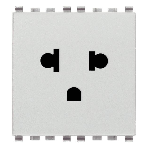 Vimar Eikon USA+EU SICURY Socket Outlet, 2P+E, 16A 250V, 2-Module, Flush Mount, IP20