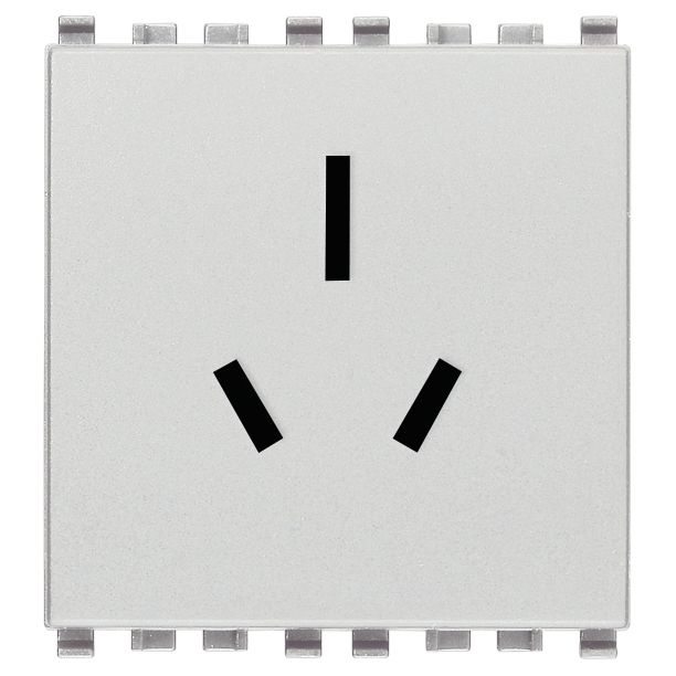 Vimar Eikon SICURY Australian Socket Outlet, AS/NZS 3112 Type I, 2P+E, 15A, 250V, 2 Modules