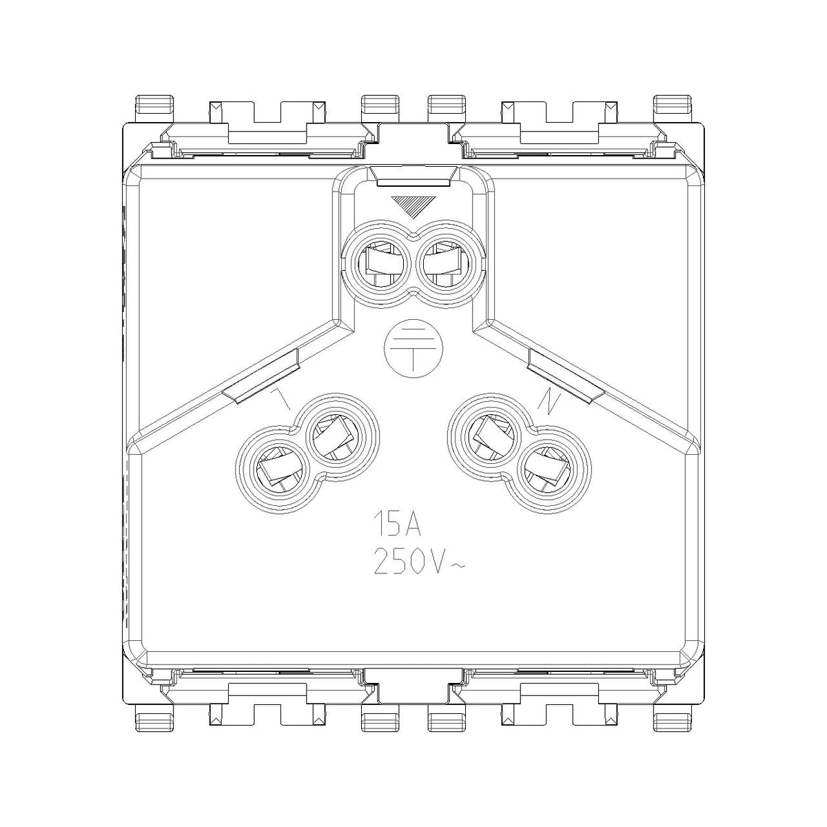 Vimar Eikon SICURY Australian Socket Outlet, AS/NZS 3112 Type I, 2P+E, 15A, 250V, 2 Modules
