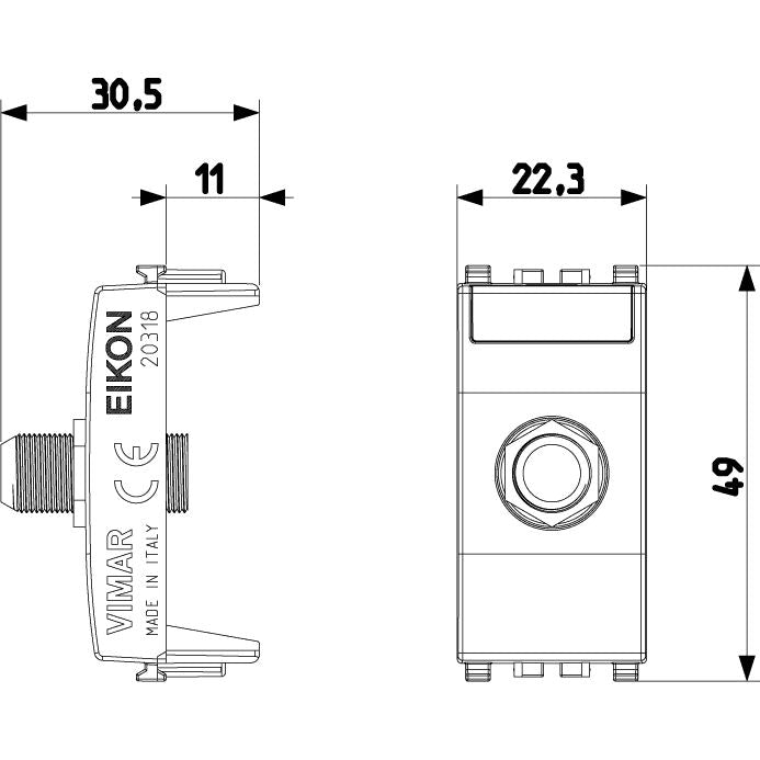 Vimar Eikon F-Type Female Coaxial Socket Outlet, 2400 MHz, End Socket