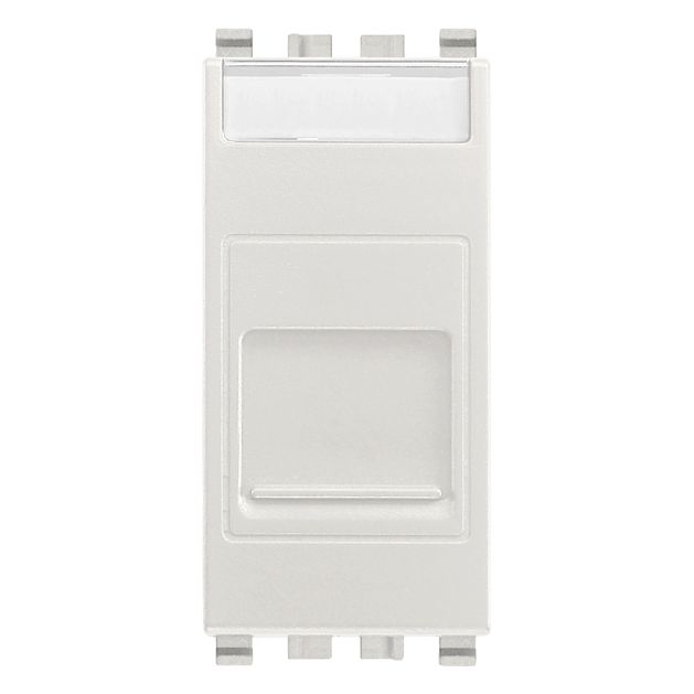Vimar Eikon RJ12 Phone Jack, 6-Position 6-Conductor (6/6), Screw Terminals, Flush Mount, IP40, Dust Cover, 1 Module