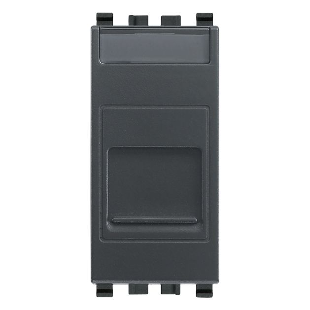 Vimar Eikon RJ12 Phone Jack, 6-Position 6-Conductor (6/6), Screw Terminals, Flush Mount, IP40, Dust Cover, 1 Module