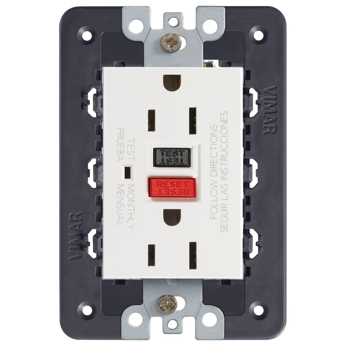 Vimar Eikon Double 2P+E USA Socket Outlet, GFCI, 15A 125V, 60 Hz