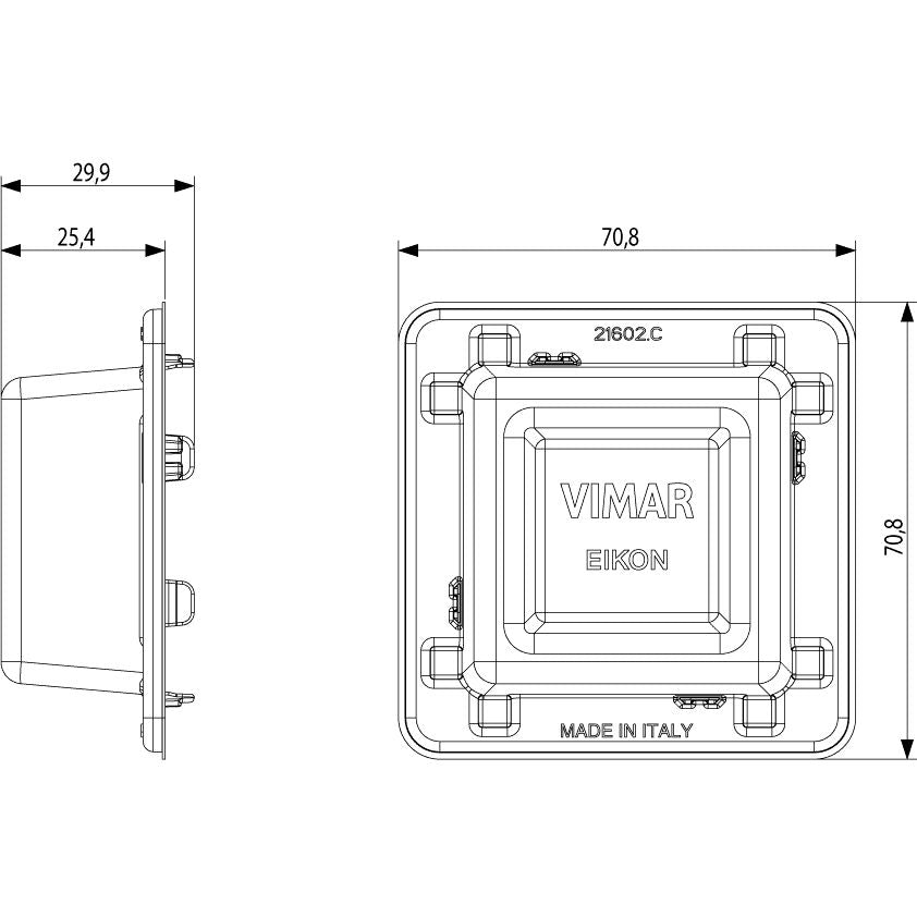 Vimar Eikon Mounting Frame and Protection Cover, 2-Module, 71 mm Centers