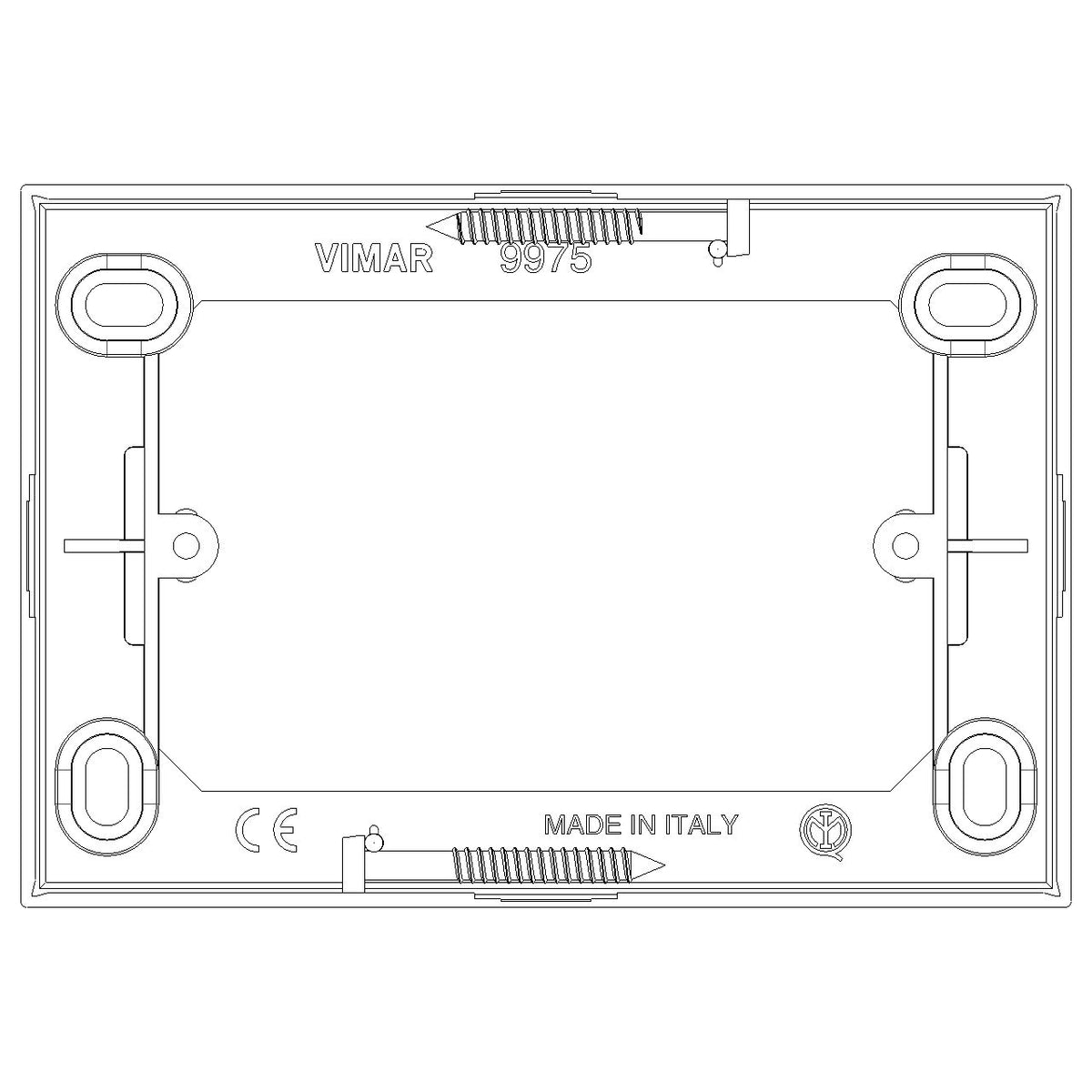Vimar 09975 Surface Mounting Box, For Eikon/Idea/Plana, 3-Module, 43.5 mm Depth, IP20, Halogen-Free Plastic, 20/25 mm Conduit Inlets, 4 Inlets