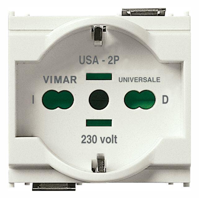 Vimar Idea SICURY 2P+E Universal Socket Outlet, 16A 250V, 2-Module, IP20