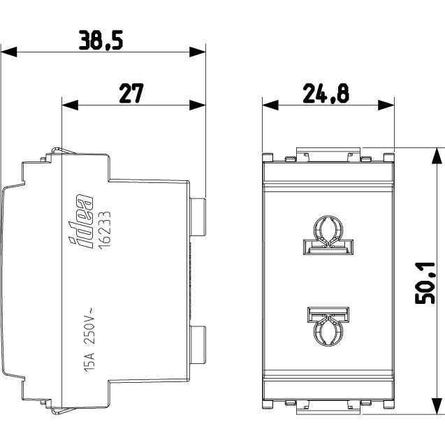 Vimar Idea 2P USA+EU Socket Outlet, 250V, IP20, Flush Mount, Screw Terminal
