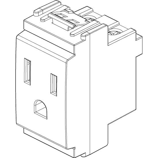 Vimar Idea SICURY USA Socket Outlet, 2P+E, 15A, 127V, IP20, Flush Mount