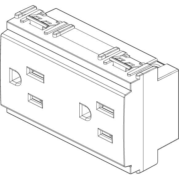 Vimar Idea SICURY Double 2P+E Socket Outlet, American and Saudi Arabian Standards, 15A 127V, 3 Modules, IP20