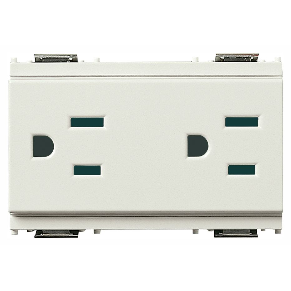 Vimar Idea SICURY Double 2P+E Socket Outlet, American and Saudi Arabian Standards, 15A 127V, 3 Modules, IP20