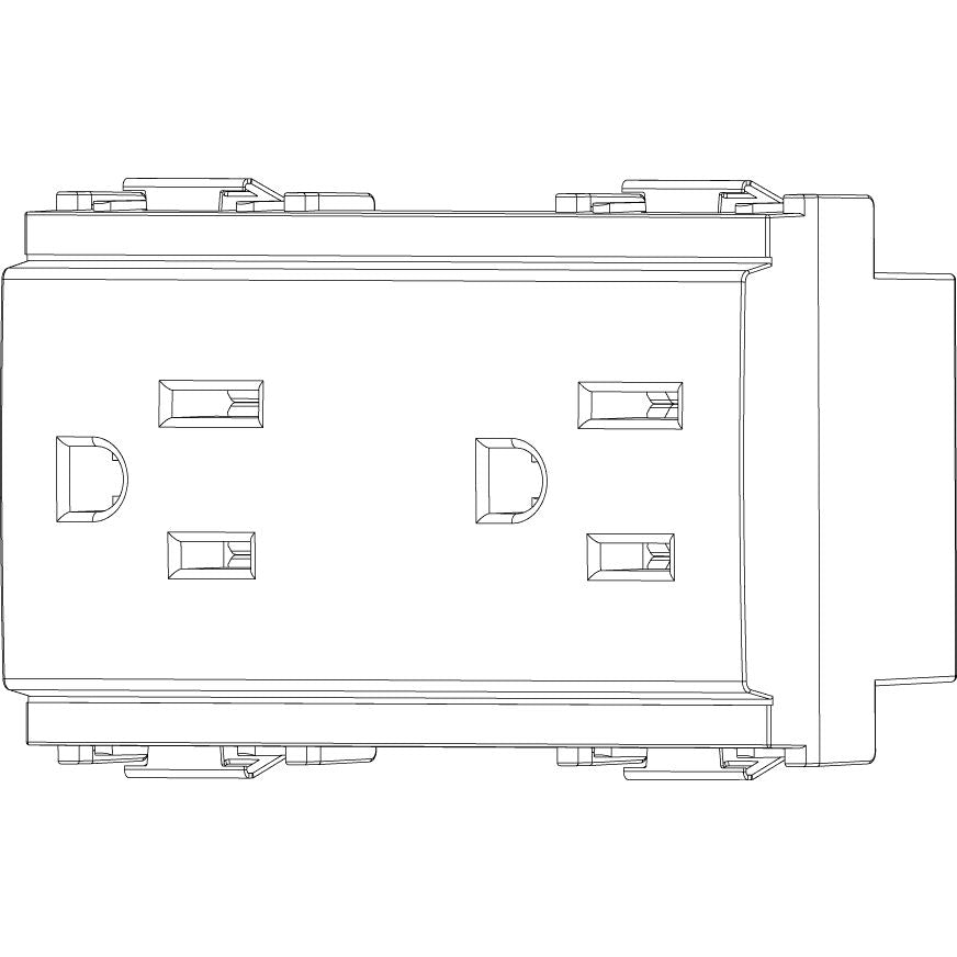 Vimar Idea Double 2P+E USA Socket Outlet, 15A, 127V, IP20, 3-Module