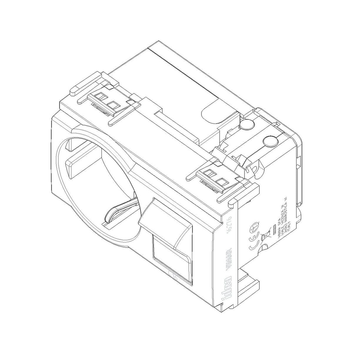 Vimar Idea SICURY Italian P30 Socket Outlet, 2P+E 16A 250V, 1P+N C16 Circuit Breaker, 3-Module, IP20