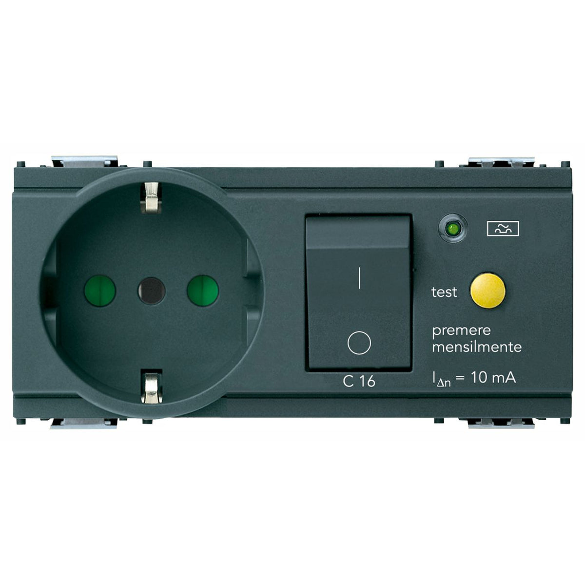 Vimar Idea SICURY P30 C16 RCBO Socket Outlet, 16A 250V, 10mA, 4 Modules