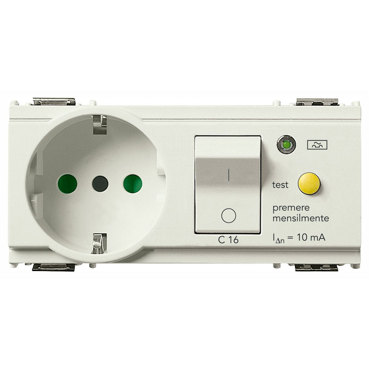 Vimar Idea SICURY P30 C16 RCBO Socket Outlet, 16A 250V, 10mA, 4 Modules