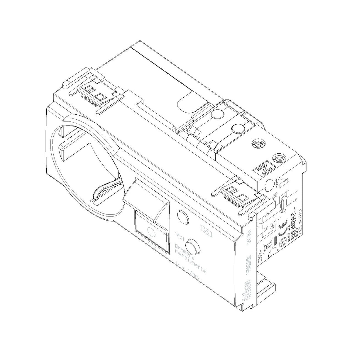 Vimar Idea SICURY P30 C16 RCBO Socket Outlet, 16A 250V, 10mA, 4 Modules