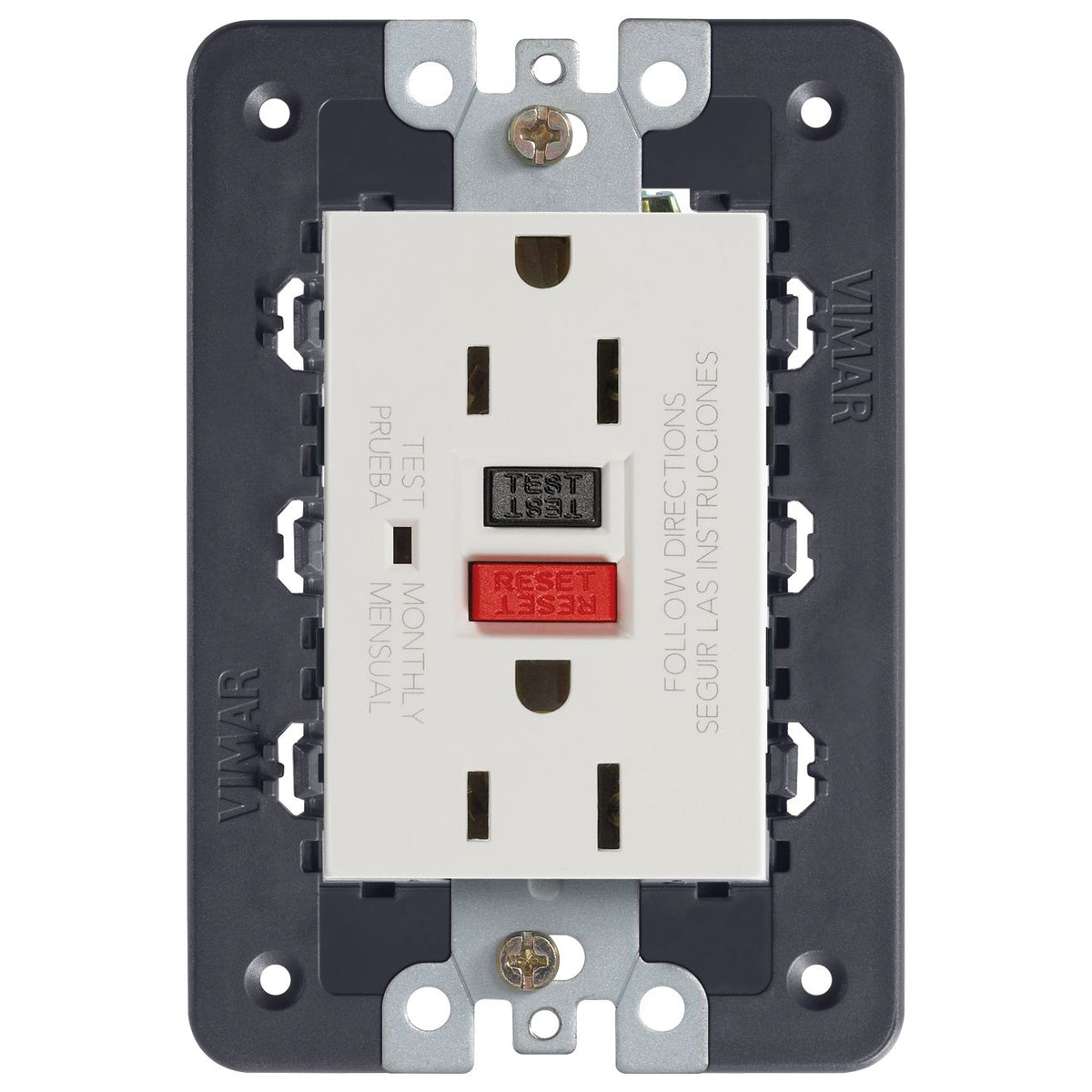 Vimar Idea USA GFCI Duplex Socket Outlet, 15A 125V, IP20