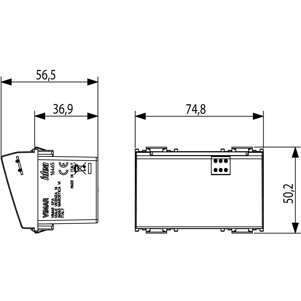 Vimar Idea Vertical Badge Switch, 16A 250V Change-Over Relay, 230V AC, 24V AC/DC, 3 Modules