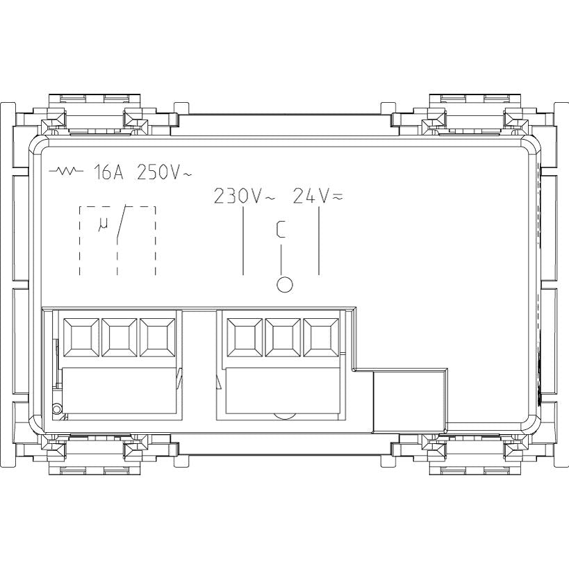 Vimar Idea Vertical Badge Switch, 16A 250V Change-Over Relay, 230V AC, 24V AC/DC, 3 Modules