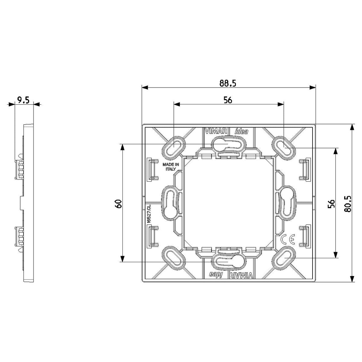 Vimar IDEA RF Device Mounting Frame, 2-Module, For Ocean/Bluetooth/ZigBee Radio Controls