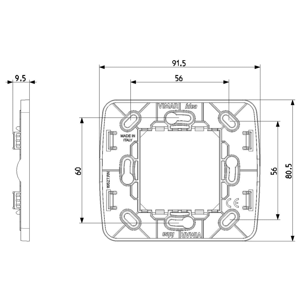 Vimar IDEA RF Device Mounting Frame, 2-Module, For Ocean/Bluetooth/ZigBee Radio Controls