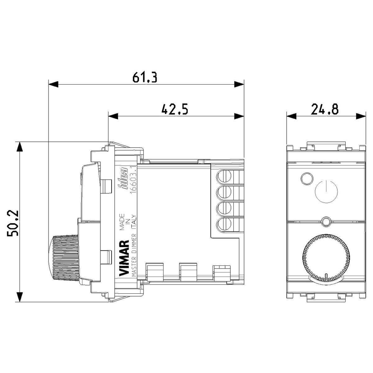 Vimar Idea Universal Master Rotary Dimmer, 230V, IP40, 3-200W LED