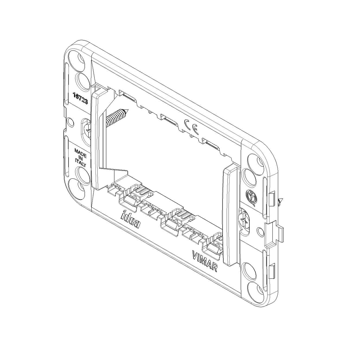 Vimar Idea 3-Module Mounting Frame, For 2-Module Arké Devices, For Idea Cover Plates, For 3-Module Mounting Boxes