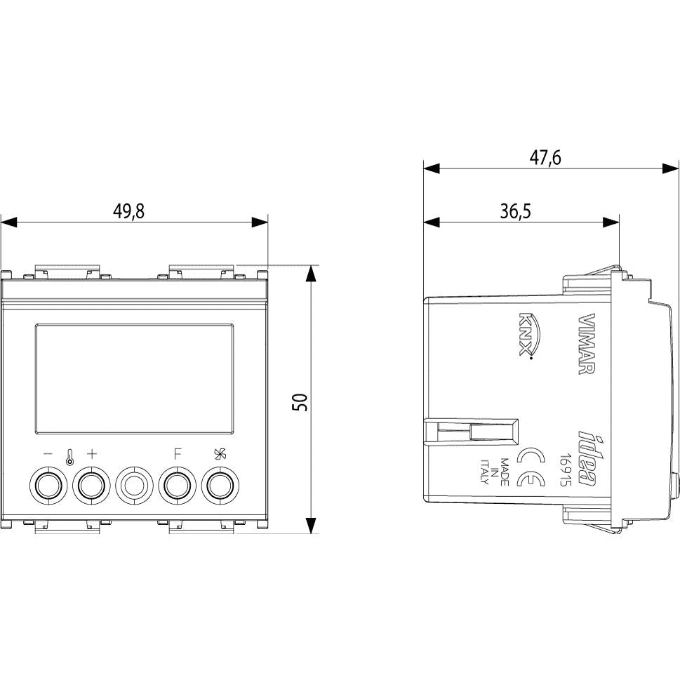 Vimar Idea KNX Thermostat, 2-Zone, 4A 24V Relay Output, IP40