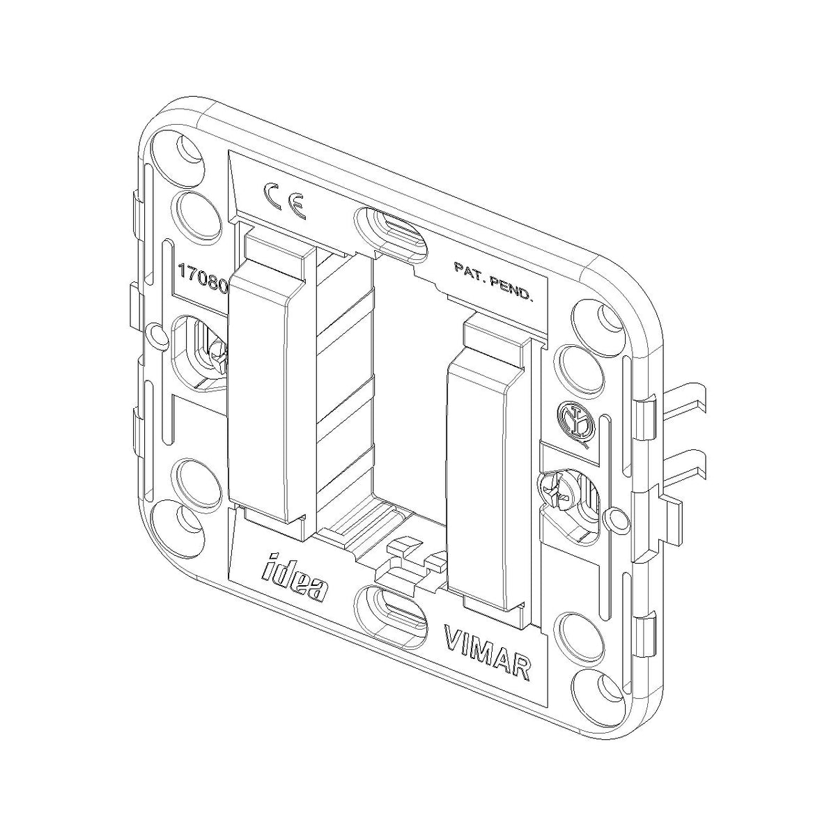 Vimar Idea 1-Module Mounting Frame, Smooth Front, Claws, 60 mm Round Box
