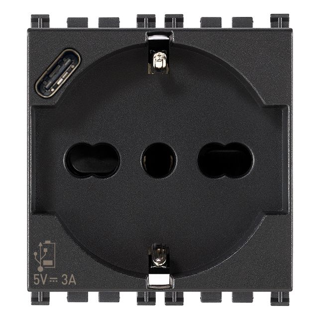 Vimar Arké SICURY Universal Socket Outlet, Italian Standard P40, 2P+E, 16A 250V