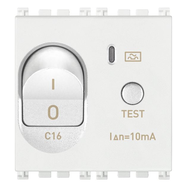 Vimar Arké RCBO, 1P+N, 120-230V, 50/60 Hz, 2 Modules, IP40