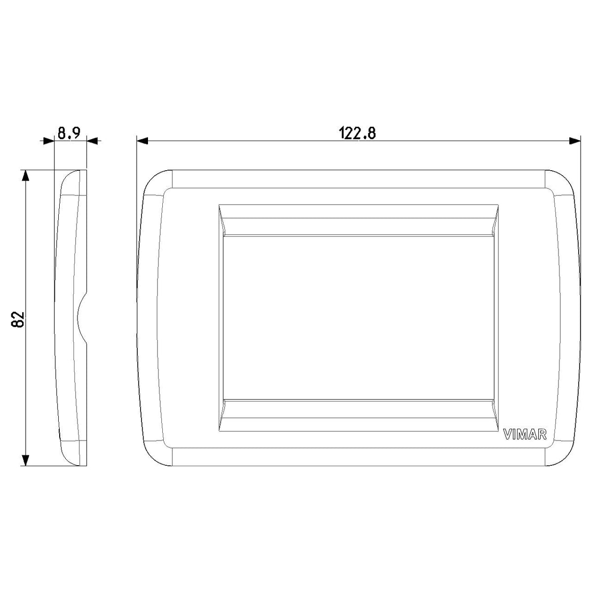 Vimar Idea Rondò Cover Plate, 3-Module, Clamp Mounting