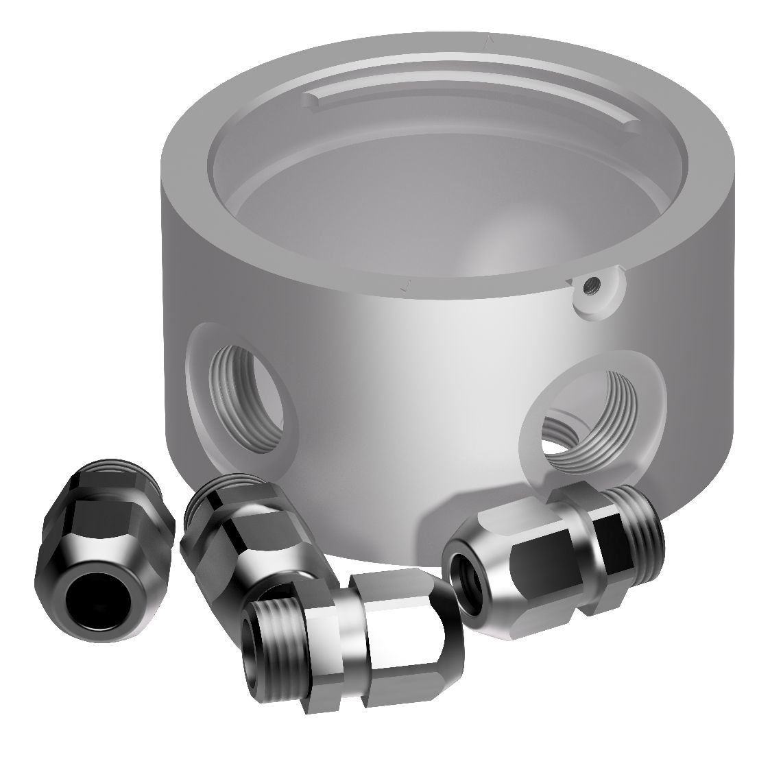 Lopolight Pro-Mount Aluminum Mounting Base, For K-Lock Lights, 2CS+2CD, IP68, Horizontal Mount, 3.6 in Dia x 1.8 in, Silver Anodized Finish
