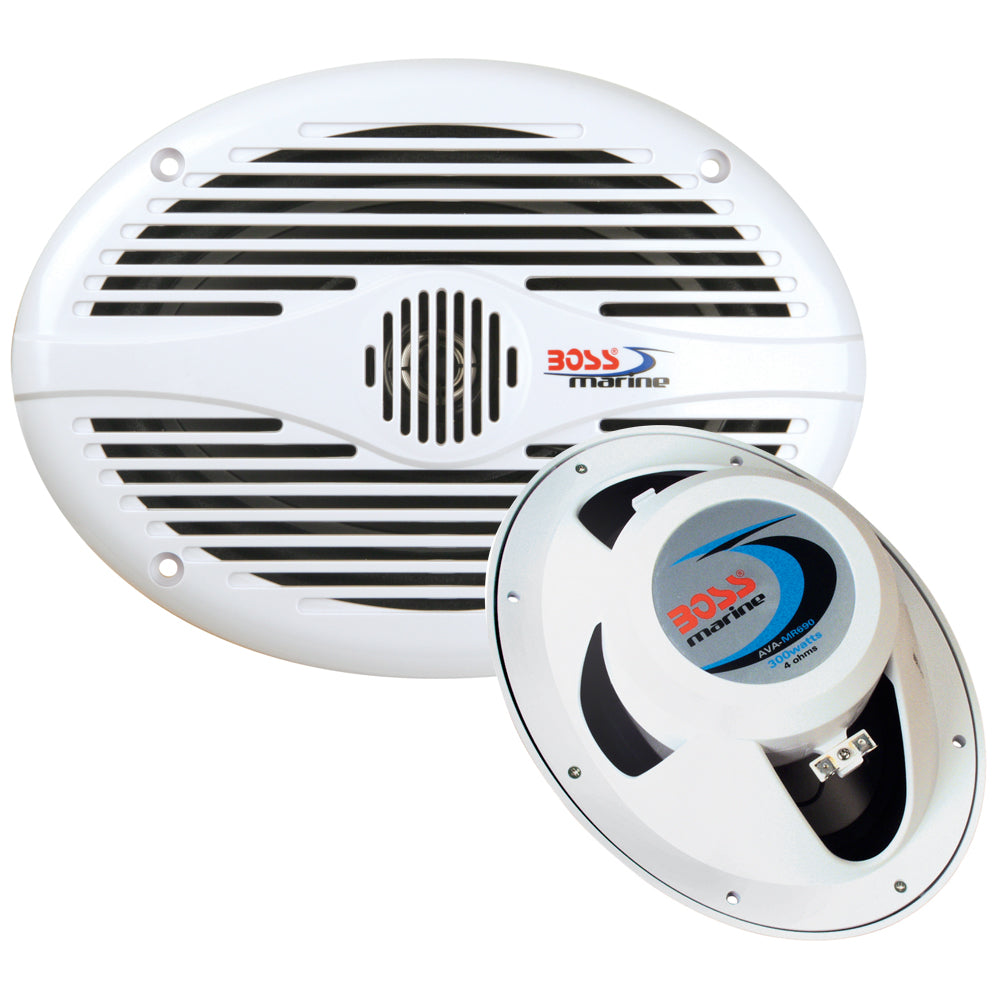 Boss Audio - 6" x 9" MR690 Oval Speakers - White - 350W