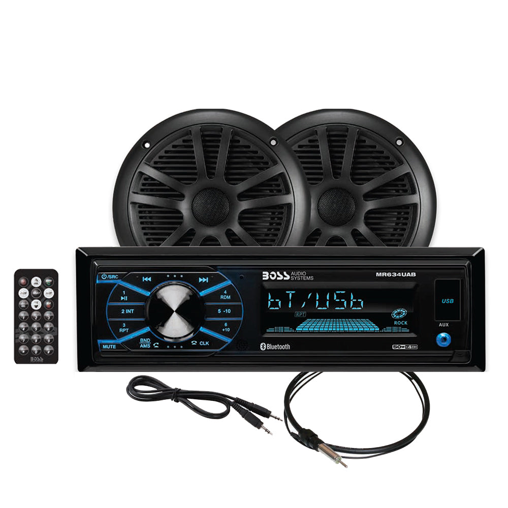 Boss Audio - MCBK634B.6 Marine Stereo & 6.5" Speaker Kit - Black