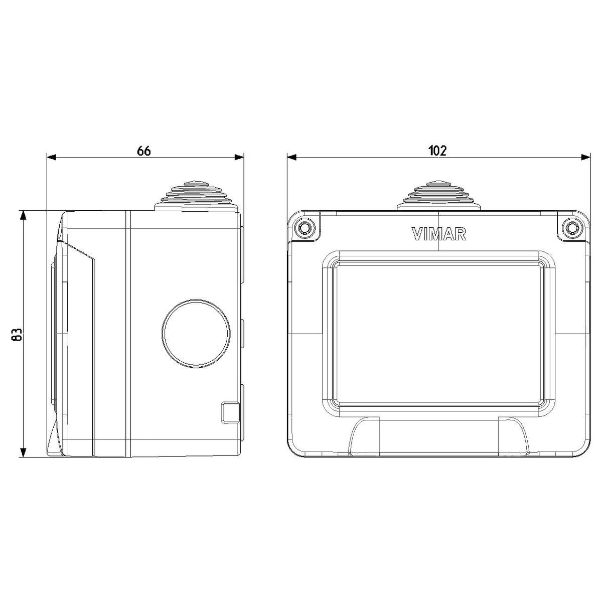 Vimar IP55 3-Module Surface Enclosure, For Eikon Arké Plana, 3pk