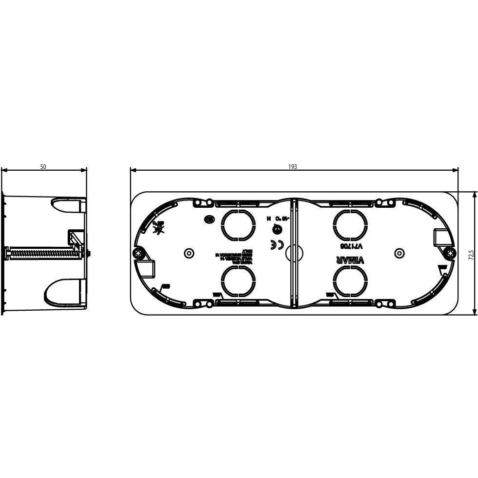 Vimar Hollow-Wall Flush-Mount Box, 6/7-Module, 68 mm Cutout, GW 850°C