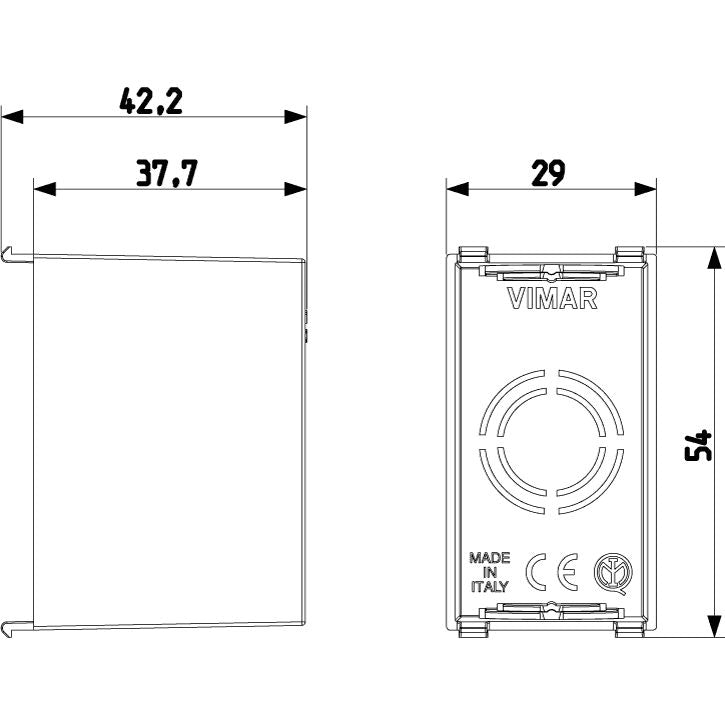 Vimar Flush Mounting Box, For Panel Mounting Frames, 1-Module, Black, GW 960C