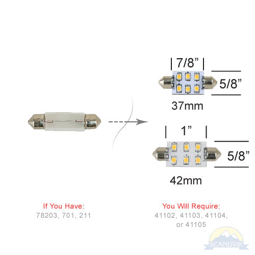 SCANDVIK - Replacement Bulb - 12/24V, 1.2W, 0.10A, Warm White (41102)