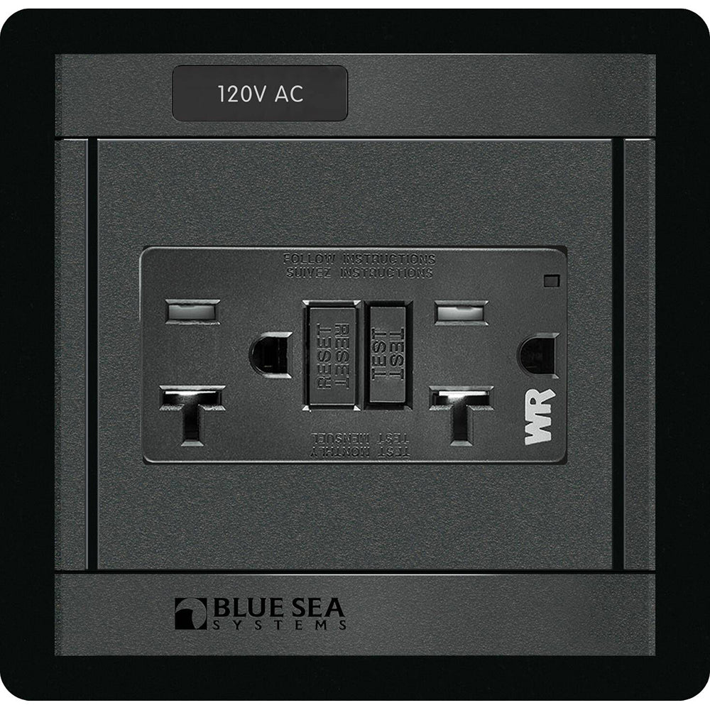 Blue Sea Systems 360 Panel GFCI Dual Outlet, 20A, 120V AC