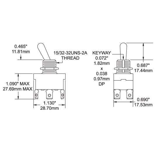 Blue Sea Systems WeatherDeck DPDT Toggle Switch, ON-OFF-ON, 5A, 30V DC