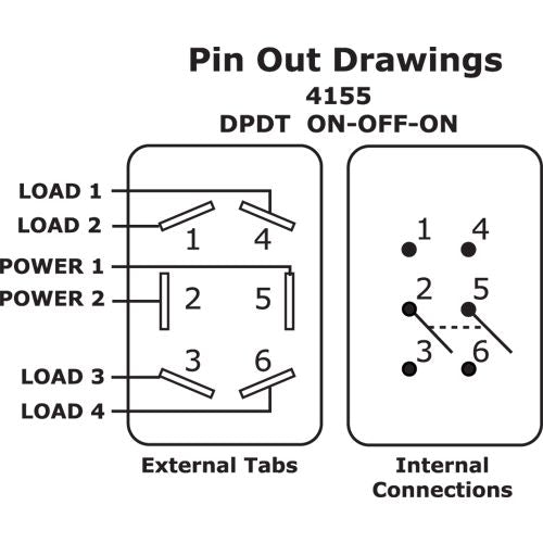 Blue Sea Systems WeatherDeck DPDT Toggle Switch, ON-OFF-ON, 5A, 30V DC