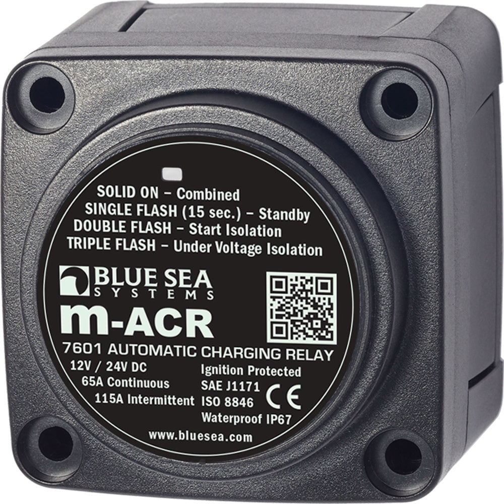 Blue Sea Systems m-Series Automatic Charging Relay, 12/24V DC, 65A, Start Isolation