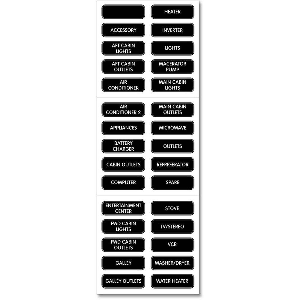 Blue Sea Systems Basic AC Panel Label Set, 30 Labels
