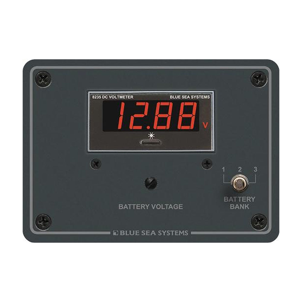 Blue Sea Systems Digital Voltmeter Panel, 7-60V DC, 3-Position Switch, 4-Digit Display