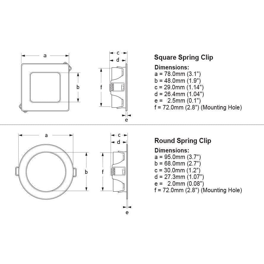 Hella Marine EuroLED 95 Gen 2 LED Downlight, 9-33V, IP6K9K, SS316 Trim, PWM Dimmable, Spring Clip Recess Mount