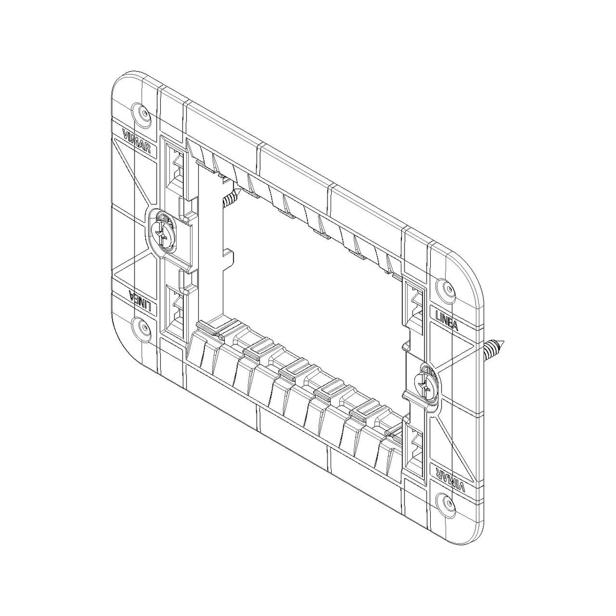 Vimar Linea 3-Module Mounting Frame, With Screws, For 3-Module Boxes